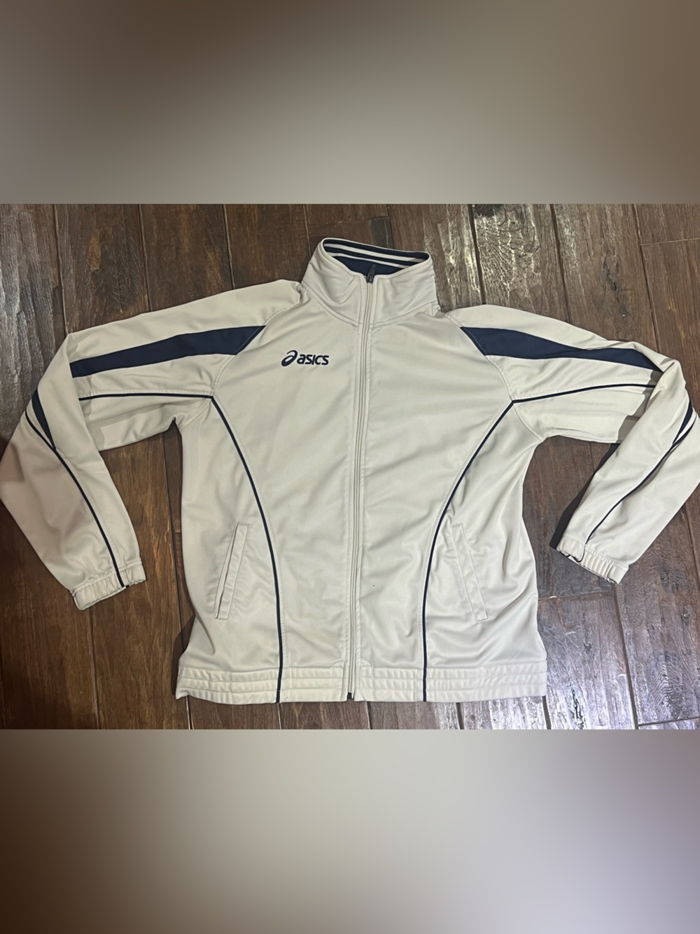ASICS White and Navy Performance Track Jacket